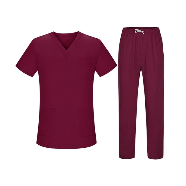 Conjunto de Uniformes de enfermería Strade Fareast Limited ropa de trabajo Lavable Suave para Masajes en el hospital XL Rojo oscuro