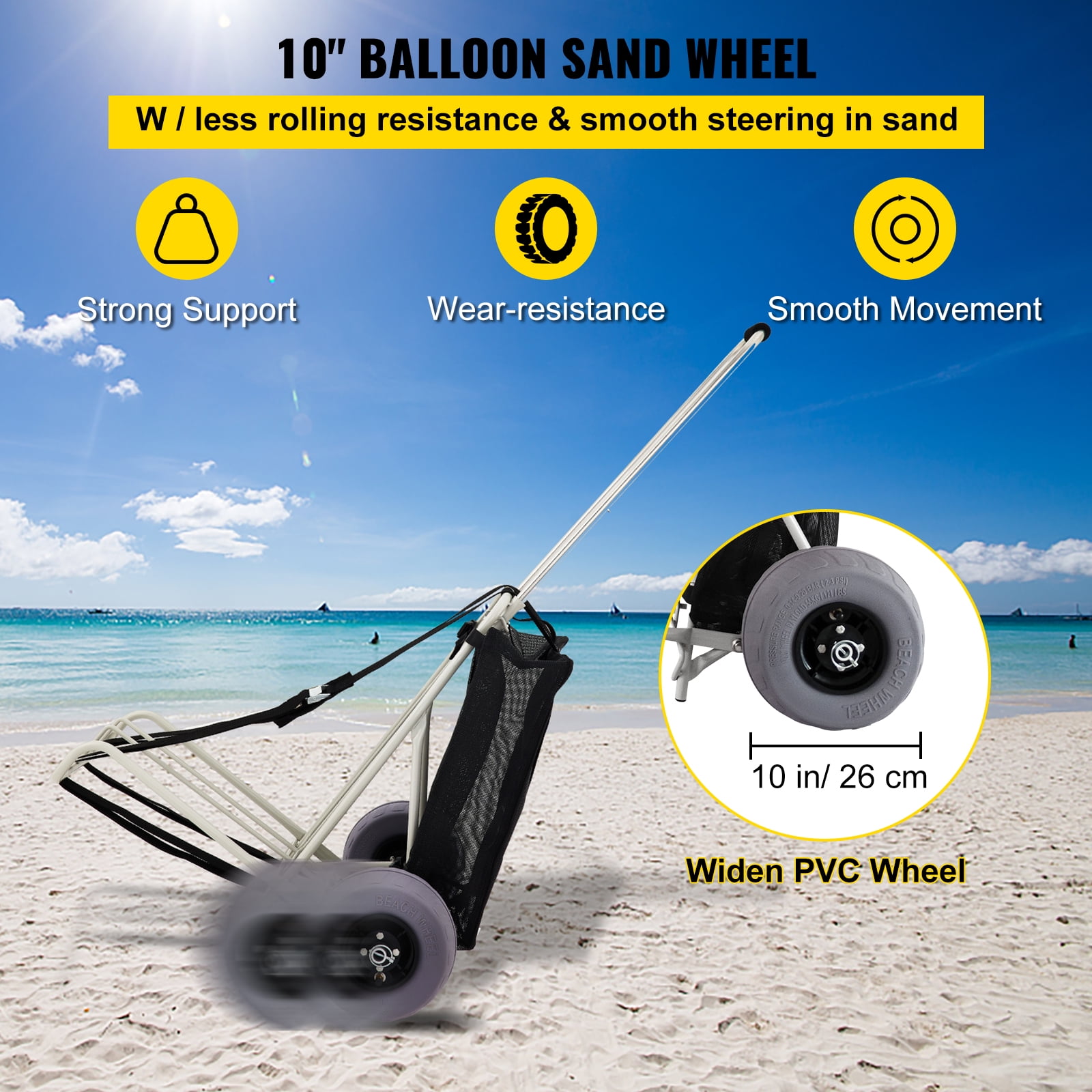 『TEN BEACH L』 VEVOR Large Beach Cart with Big 10