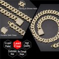 thumbnail image 2 of FEEL STYLE Male Gold Plated Round Zircon Cuban Chain Necklace for Men Women 11MM 18", 2 of 5