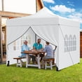 thumbnail image 4 of Costway 10 x 10 FT Pop up Canopy Tent with 4 Removable Sidewalls, Wheeled Bag, Sandbags White, 4 of 10