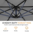 thumbnail image 5 of 10' Outdoor Patio Umbrella with LED Lights, Duty Metal with High-quality Polyester, 8 Ribs Strusture, for Outdoor Table, Yard, Coffee Shop, Restaurant, Gray, 5 of 8