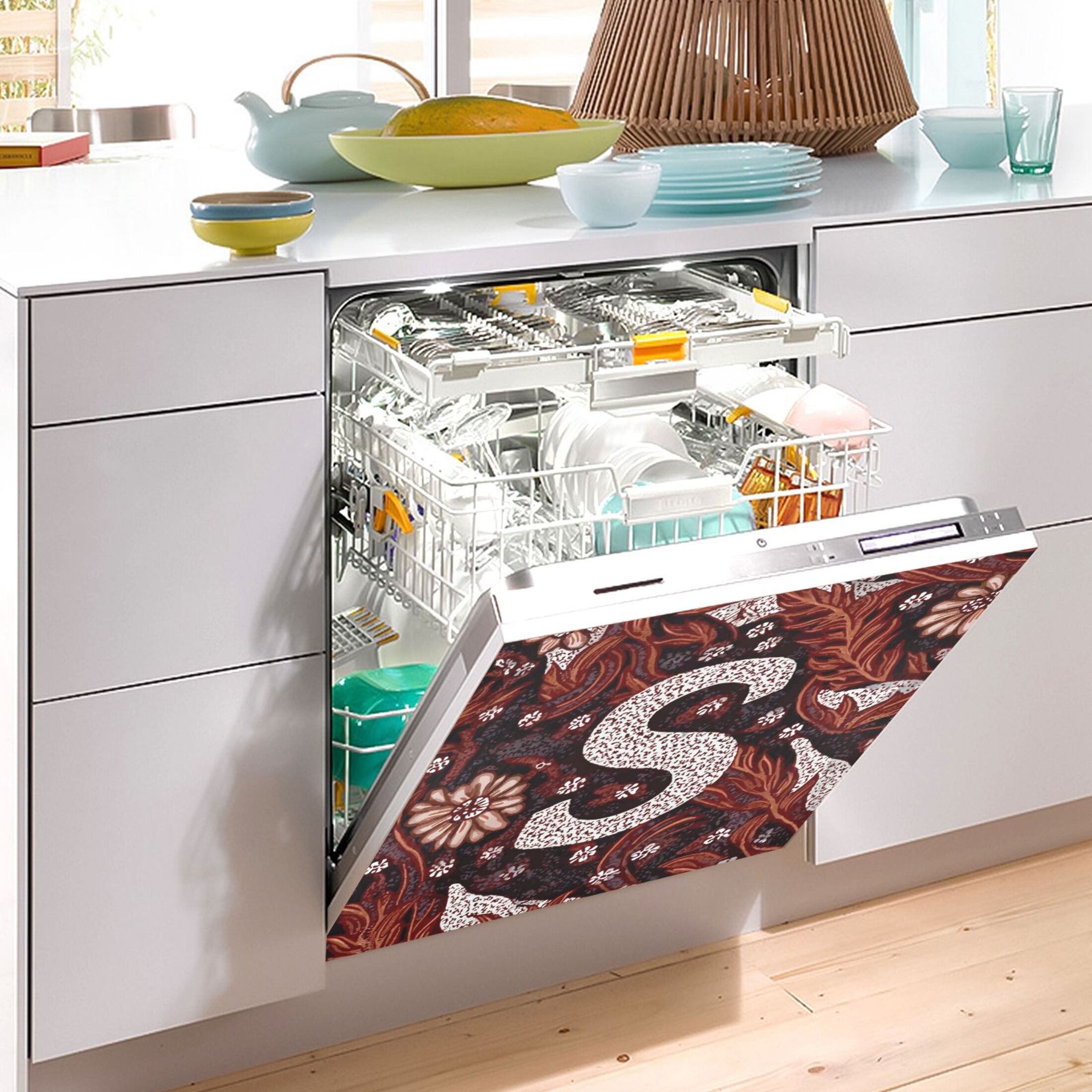 IAUYY Magnetic Decorative -23x26 Inch,Removable DIY Art for Dishwasher Refrigerator and Other Metal Surfaces,Batik Fabric Patterns