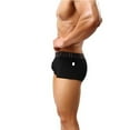 thumbnail image 7 of harmtty Men's Sexy Bulge Pouch Cotton Boxers Breathable Button Fly Belt Print Underpants,Black, 7 of 7
