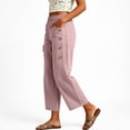 thumbnail image 4 of FRSASU Women's Wide Leg Capri Pants Elastic Waist Casual Loose Lounge Summer Flowy Beach Vacation Trousers Pink-A, 4 of 6