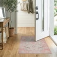 thumbnail image 2 of ODIKA Pink Boho Distressed Bird Ornamental Border Scroll Vintage Extra Non-Slip Low Profile for Hallway, Study Room, Playroom, 2 of 7