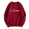 thumbnail image 5 of UJNDER Women's Crewneck Sweatshirt Print Pullover Long Sleeve Casual Wine L, 5 of 5
