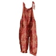 thumbnail image 2 of Womens Printed Jumpsuits Overalls Wide Leg Casual Summer Outfits Linen Rompers Jumpers Sleeveless Straps 2025 Clothes Red L, 2 of 5