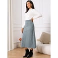 thumbnail image 3 of DARING DIVA Women's Sweater A Line Elastic High Waist Stretchy Midi Skirt L Grey, 3 of 8