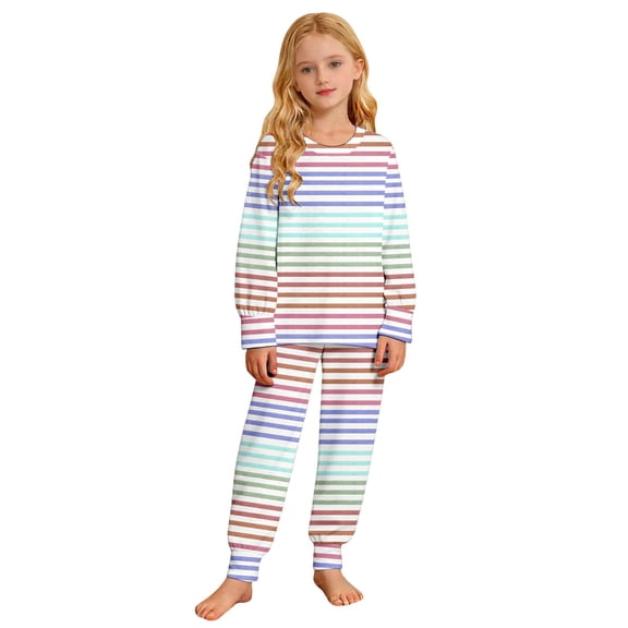 Jamsmile Toddler Girls Outfit Sets Multicolor Striped Print Long Sleeve Tshirts Tops And Joggers 2 Piece Kids Girls Outfits