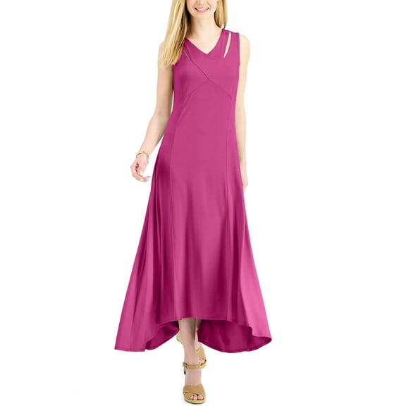 JM Collection Crossover Front Maxi Dress Fuchsia Tulip S