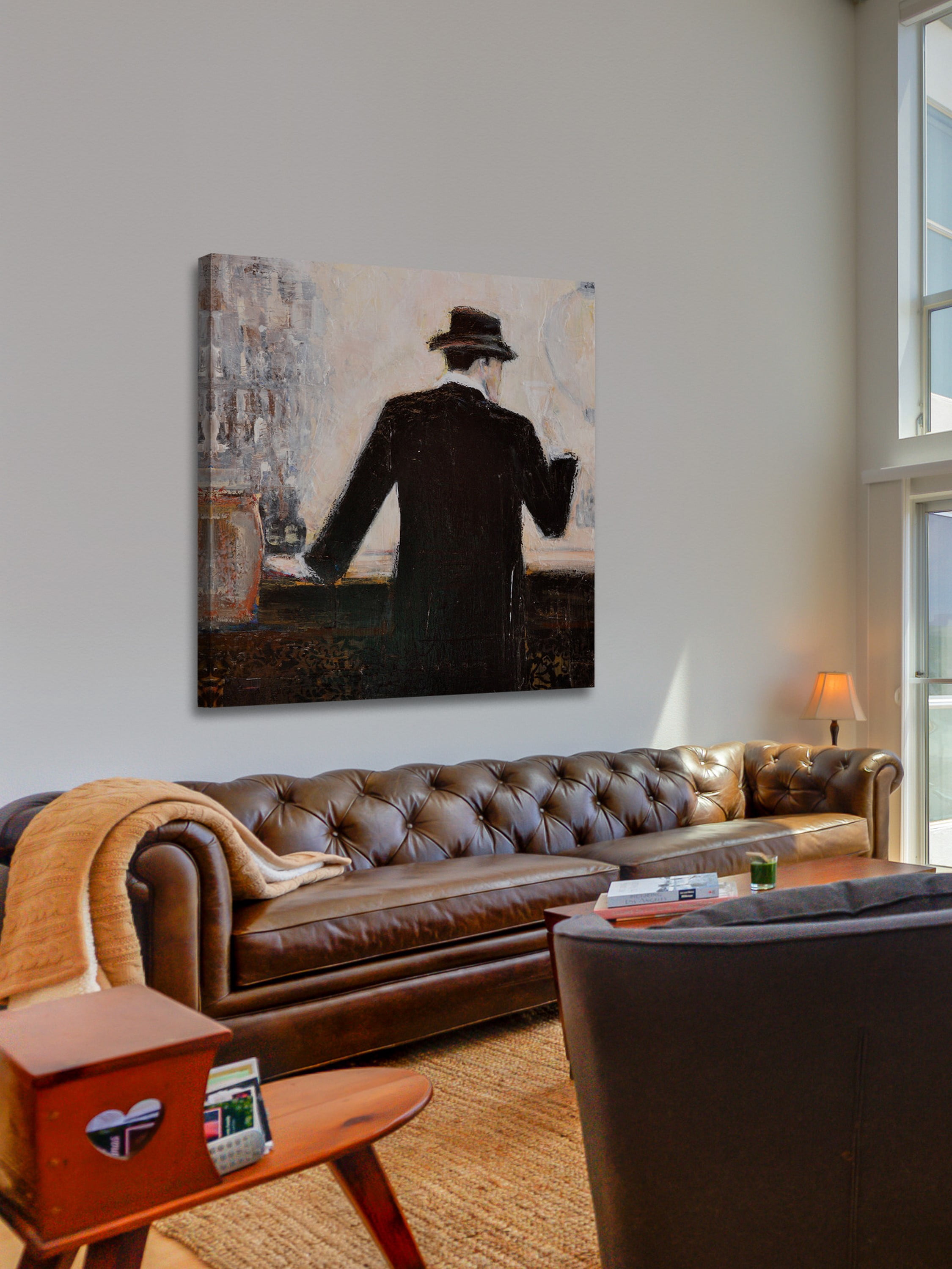 "Bar Scene Man" Painting Print on Wrapped Canvas