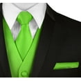 thumbnail image 3 of BEST TUXEDO Men's Formal, Prom, Wedding, Homecoming, Tuxedo Vest, Tie & Hankie Set in Lime Solid Satin - XS, 3 of 3