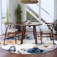 thumbnail image 3 of Round Area Rug 5 Ft, Vintage Blue Floral Washable Non-Slip Circle Carpet for Living Room/Bedroom, Farmhouse Watercolor Flower Butterflies Low-Profile Runner Mats Collection Rugs for Indoor, 3 of 8