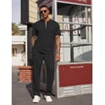 thumbnail image 2 of COOFANDY Men' 2 Pieces Outfits Casual Quarter Zip Polo Shirt and Jogging Pants Summer Tracksuits Set, 2 of 6