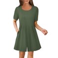 thumbnail image 5 of BiZtdJrK Womens Oversized Tshirt Romper Short Sleeve Pleated Front Wide Leg Shorts Overalls Solid Casual Summer Jumpsuits with Pockets on sale and clearance Army Green XXL, 5 of 10