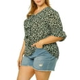 thumbnail image 5 of Agnes Orinda Women's Plus Size Ruffle V Neck Smocked Sleeves Top Blouse, 5 of 8