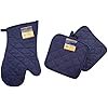 Kitchen Oven Mitt Pot Holder Set Kitchen Linens Oven Mitt Pot Holder Pack (Blue)