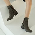 thumbnail image 6 of VKEKIEO Short Boots For Women Round Toe Low Heel Booties Ornamental Zipper Buckle Gray Fall Boots, 6 of 9