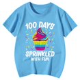 thumbnail image 4 of XAOFW Girl's T-Shirts 100 Days Of School Cartoon Print Short Sleeve Crewneck Tee Shirt Everyday Wear Fashionable T Shirt Holiday Vacation Soft Breathable Top, 4 of 4