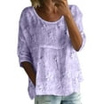 thumbnail image 2 of Women's Long Sleeve T-shirt Women'S Print T Shirt Half Sleeved Round Neck Shirt 3/4 Sleeved T Shirt Loose Large Size T Shirt, Women's Long sleeve T-shirt M, 2 of 4
