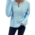 thumbnail image 1 of Innerwin Chandails Tricotés Manches Longues Chandail pour Femme Travail Col en V Maille Chandail Bleu Ciel TG, 1 of 6