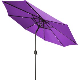 Yescom 9ft Led Lighted Patio Market Umbrella Outdoor Solar Powered Table Umbrella 8 Ribs 32 Lights Uv30 Walmart Com Walmart Com