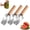 3pcs, variant on Triangle Watermelon Cutter, 430 Stainless Steel Slicer with Wooden Handle, Heavy-Duty Fruit Prep Gadget for Cantaloupe, Honeydew & Apples