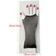 thumbnail image 5 of Liacowi 80s Fingerless Black Long Gloves Pierced Elbow Length Fishnet Satin Gloves for Women in Theme Party Costume Accessories, 5 of 5