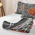 thumbnail image 4 of Castle Fairy Gray Basketball Hoop Print Quilt King,Court Line Design King Coverlet Set,Gray Orange White, 4 of 7