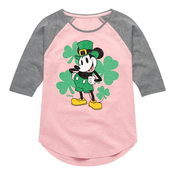 Disney - Leprechaun Mickey Lights Only - Toddler And Youth Girls Raglan Graphic T-Shirt