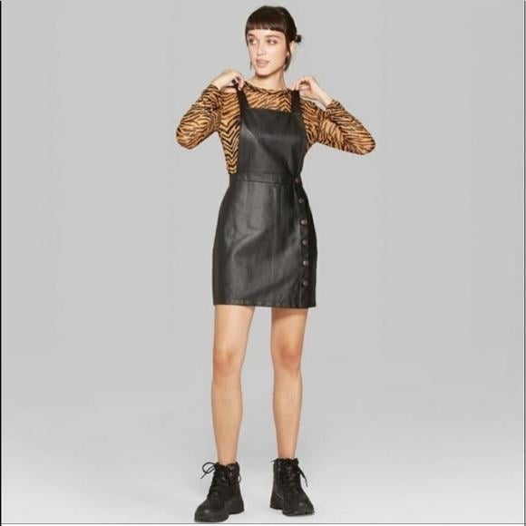 leather skirt overalls