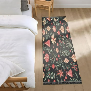 Bed Long Carpet Bed Rug 72x23.5In Indoor Non-Slip Durable Carpet Floor Mat Runner Rug Bedroom Hallway Carpet Machine Washable Christmas Decorations