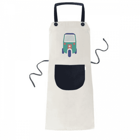 

Thailand Three Wheeled Tractor Art Illustration Apron Adjustable Bib Cotton Linen BBQ Kitchen Pocket Pinafore