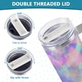 thumbnail image 5 of SKYSONIC Insulated Tumblers with Lids and Straws Handles 40oz Water Bottle Tie Dye Pastel Rainbow Travel Mug Reusable Stainless Steel Thermos Vacuum, 5 of 7