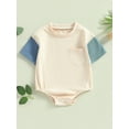 thumbnail image 2 of GXFC Infant Baby Girls Boy Rompers T Shirt Newborn Short Sleeve Contrast Color One Piece Jumpsuit with Pocket Toddler Summer Bodysuit Clothes 0-24M, 2 of 8