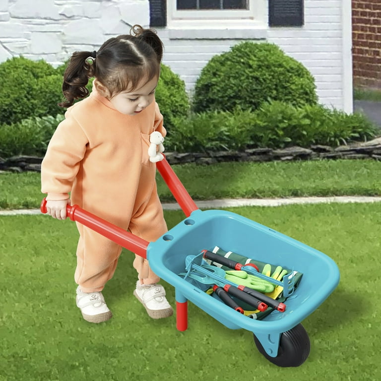 Trimate Kids Gardening Set W/ Wheelbarrow & Accessories, 10 Pieces