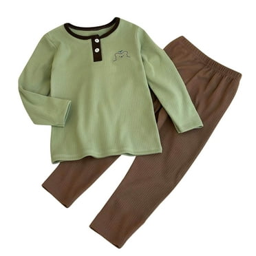 WEAIXIMIUNG Vêtements d'Intérieur Automne Hiver pour Enfants Garçons Filles T-Shirt à Manches Longues Imprimé Dessin Animé Pantalon Long Pyjamas Ensembles Vêtements pour Enfants 6-7 Ans