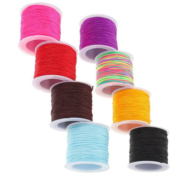 Raindrops Nylon Macrame Cord Assorted Colors, 8 Rolls for Jewelry Making, Crafts, Knitting, and Home Decoration Projects