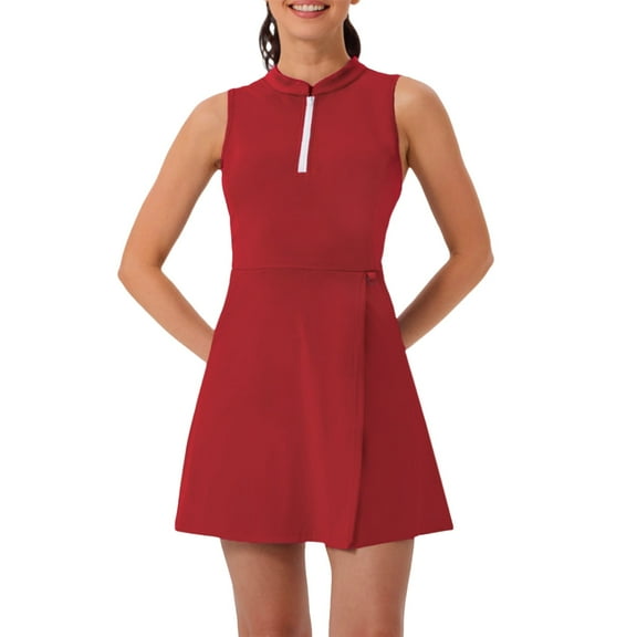 Women's Summer Mini Dress Tennis Dress for Women Tennis Golf Dresses with Built in Shorts and Pockets for Sleeveless Workout Athletic Dresses