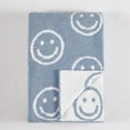 thumbnail image 3 of Truly Soft Cozy Smiley Reversible 100% Microfiber Polyester  50x70 Throw Blanket in Slate Blue/White, All Season, Adult Size, OEKO-TEX Certified, 3 of 10