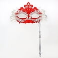 thumbnail image 1 of Máscara de metal divertida para fiestas con diamantes para adultos y niños, de hierro forjado, de mano, de media cara, extraíble, 1 of 1