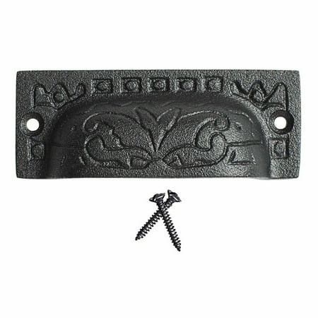 - Cabinet or Drawer Bin Pull Black Iron Cup 3 1/2