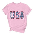 thumbnail image 5 of Lovskoo Women's Summer Tops Trendy Independence Day Printed Short Sleeved Round Neck Plain Basic Tee T-Shirt Top Pink, 5 of 7