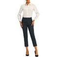 thumbnail image 2 of INSPIRE CHIC Women's High Waist Elastic Back Ankle Length WorkPants XL Dark Blue Solid, 2 of 6