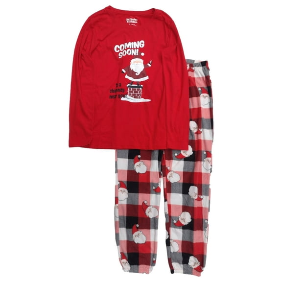 Womens Red Santa Claus Coming Soon Christmas Holiday Pajamas Sleep Set Large