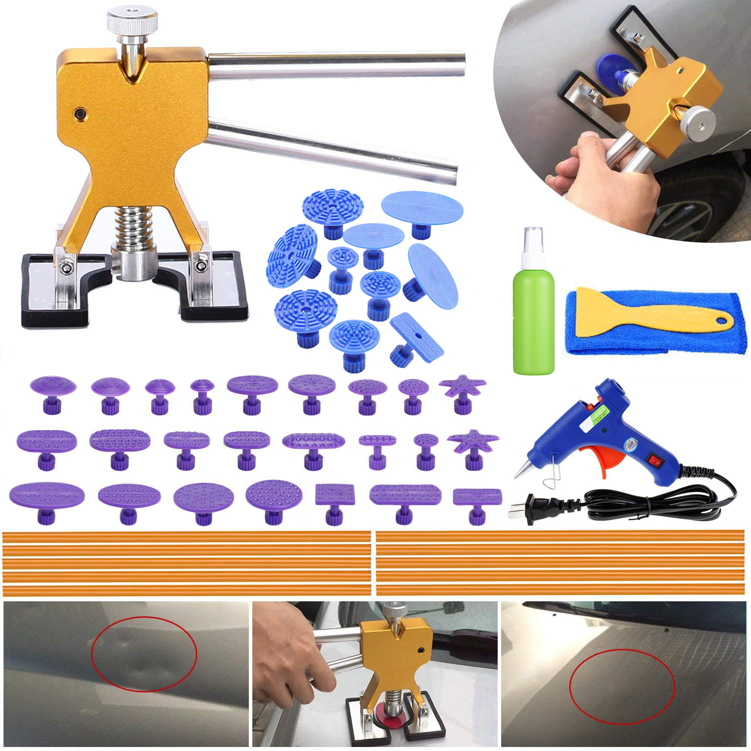 Auto Car Body Dent Repair Puller Tools Kits Dent Lifter Puller Tabs