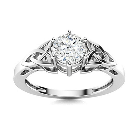 AVDAN 5mm Round Moissanite Diamond 925 Sterling Silver Celtic Knot Women Wedding Ring Jewelry