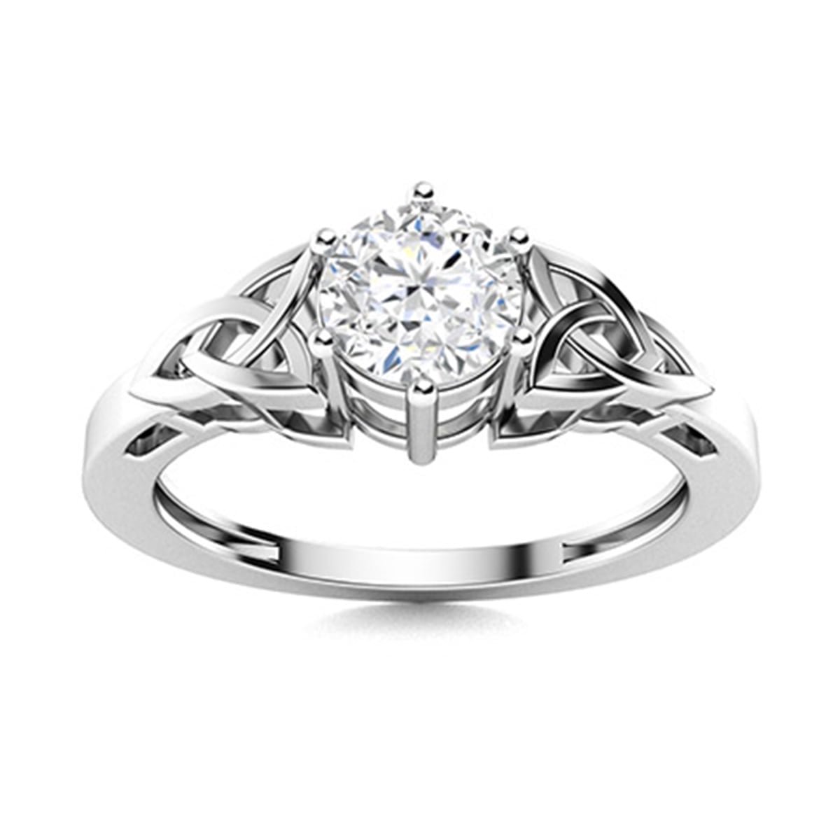 5mm Round Moissanite Diamond 925 Sterling Silver Celtic Knot Women Wedding Ring Jewelry
