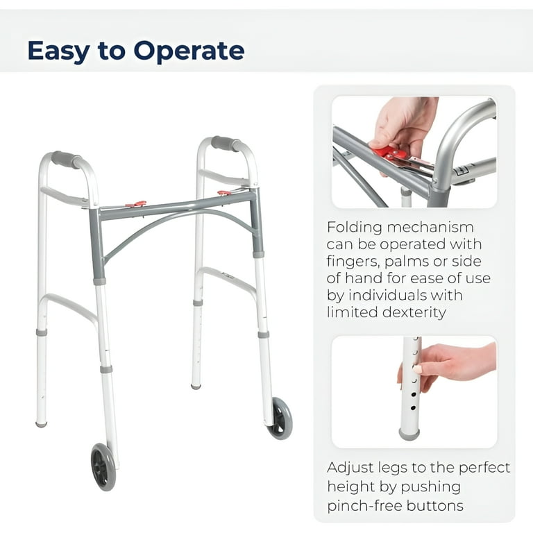 Drive Medical Lightweight Deluxe Folding Walker for Seniors