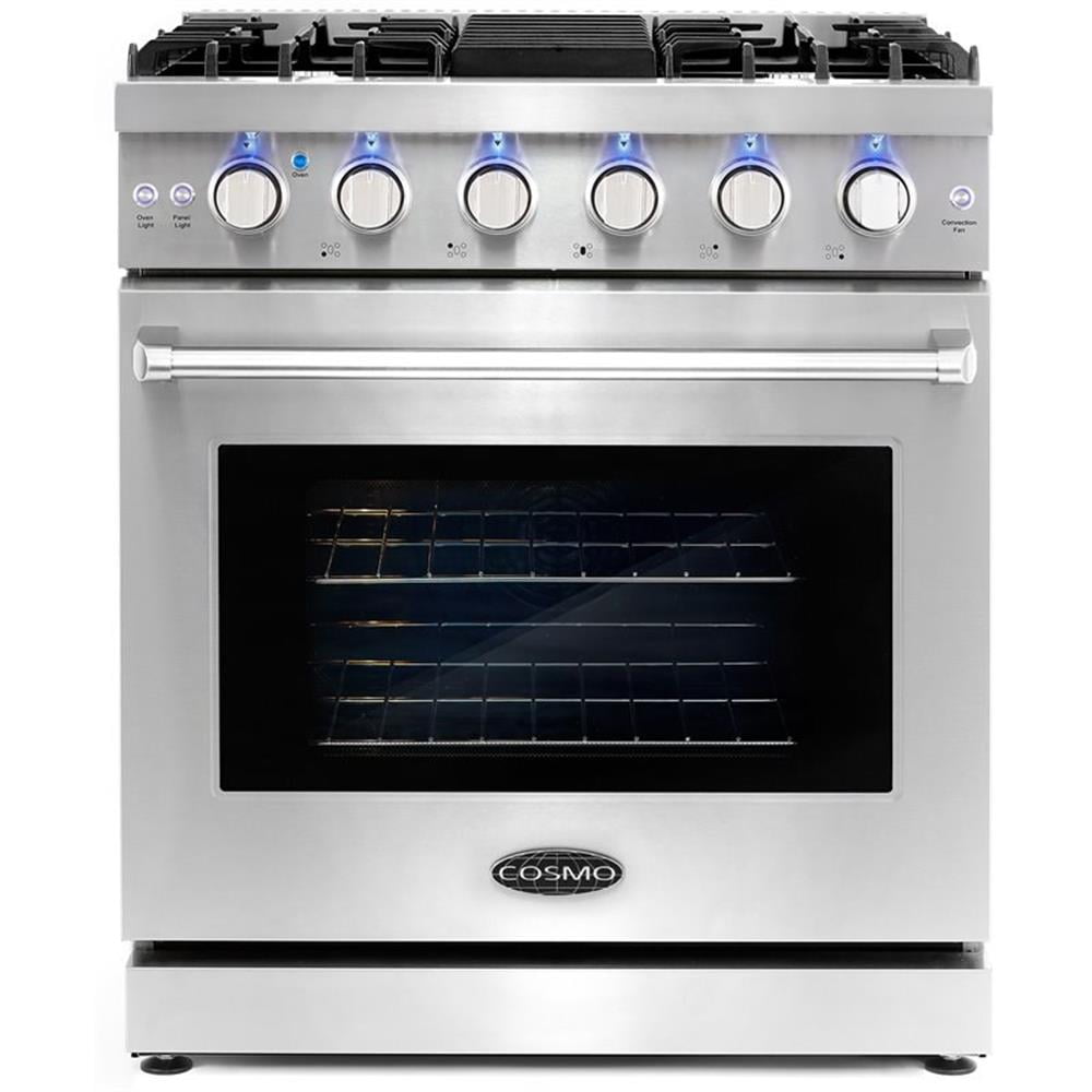 Cosmo 30 in. Gas Range & Microwave w/ Vent Fan & Dishwasher & Fridge Set